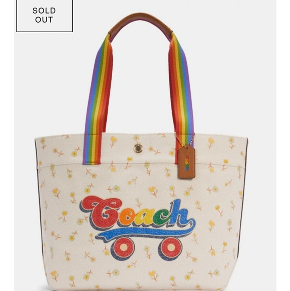 RARE COACH PRIDE Rainbow Roller Skate tote & wristlet - Picture 2 of 8